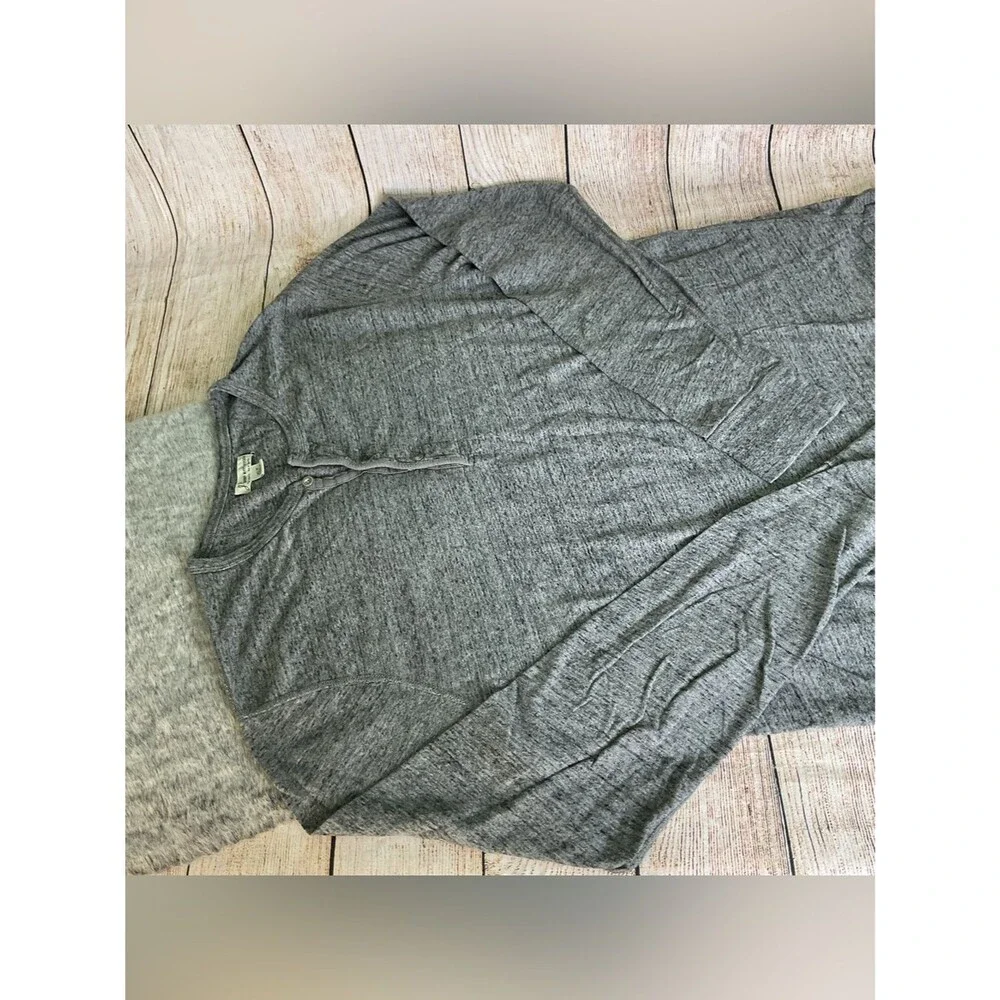 J. Crew Men's Long Sleeve Henley Heather Gray Size XLT